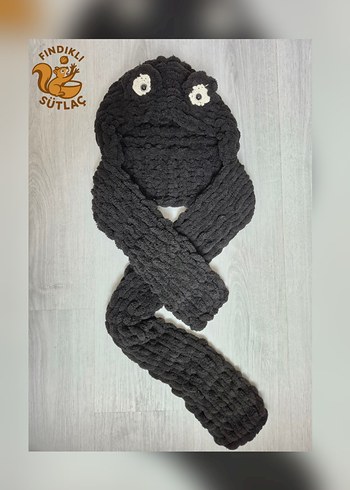 Çocuk Örgü Kapüşonlu Atkı Balaclava - Görsel 2