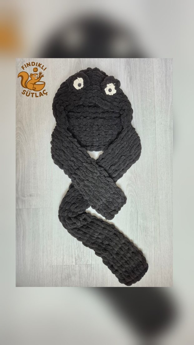 Çocuk Örgü Kapüşonlu Atkı Balaclava - Görsel 2