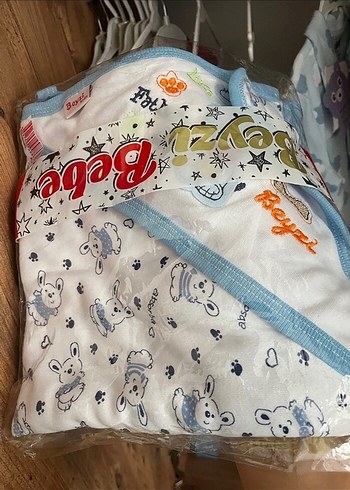 Nakışlı Mavi Pamuklu Bebek Erkek Takımı - Görsel 3