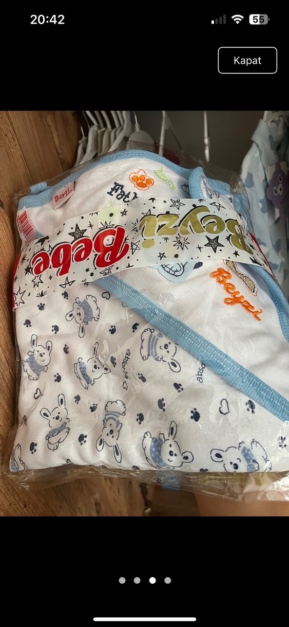 Nakışlı Mavi Pamuklu Bebek Erkek Takımı - Görsel 3