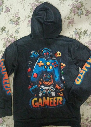 Kapüşonlu Siyah Erkek Çocuk Sweatshirt - Görsel 2