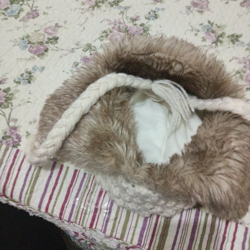 Kız için  9-10 yaş Bohem Kürklü Beyaz Örgü Bere - Görsel 2