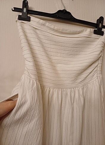 Zara 38 beden pamuklu kumaş içi astarlı straplez nefis yaz elbis - Görsel 8