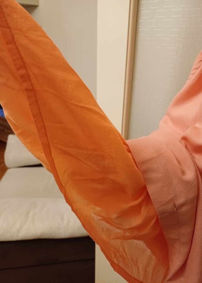 Zara xs somon renk tülbent kumaş astarlı pamuklu günlük elbise - Görsel 3