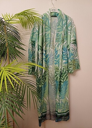 Trendyol std beden çok renkli süper baskı beach kimono - Görsel 4