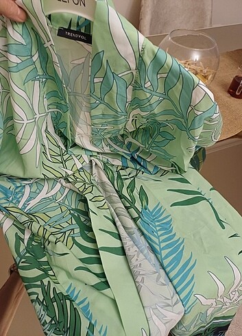 Trendyol std beden çok renkli süper baskı beach kimono - Görsel 6