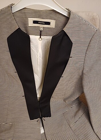 Ipekyol siyah beyaz çizgili business blazer - Görsel 2