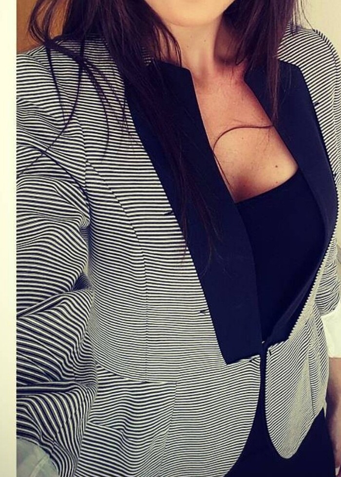 Ipekyol siyah beyaz çizgili business blazer - Görsel 5