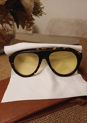 Sarı Parlak Retro Kadın Gözlüğü - Görsel 5