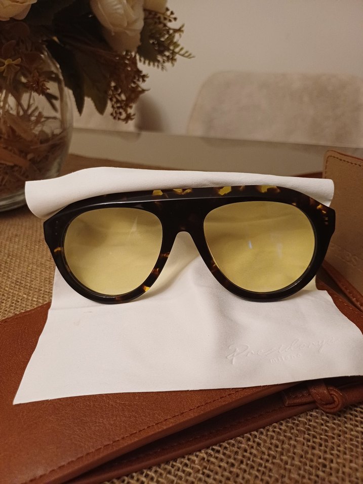 Sarı Parlak Retro Kadın Gözlüğü - Görsel 5