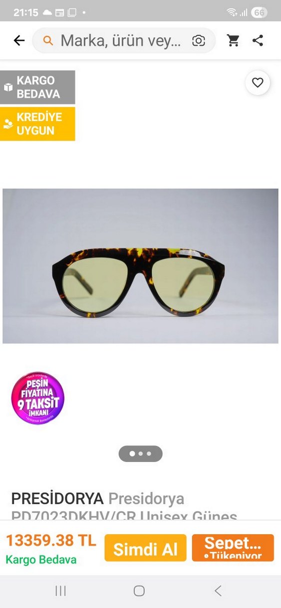 Sarı Parlak Retro Kadın Gözlüğü - Görsel 2