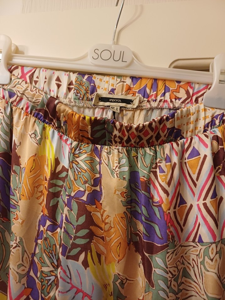 İpekyol Bohem Çok Renkli Salaş Kumaş Pantolon - Görsel 2