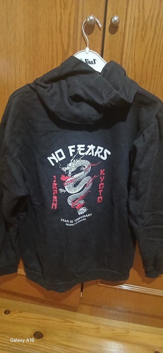 Erkek Siyah Kapüşonlu Yüksek Yaka Sweatshirt - Görsel 2