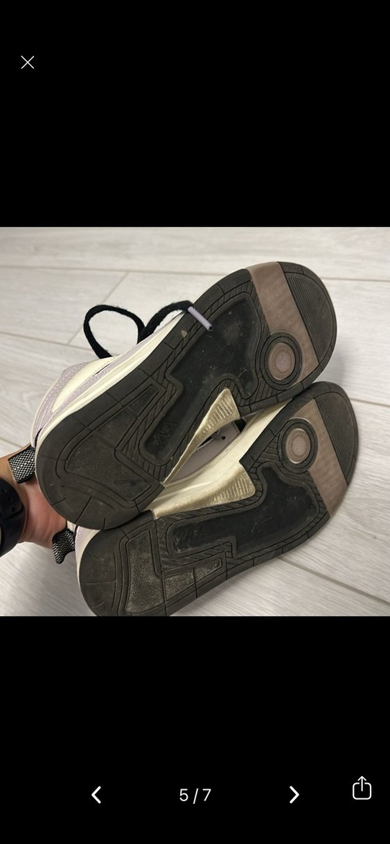 Kız Çocuk Gri Mor Bağcıklı Spor Ayakkabı - Görsel 4