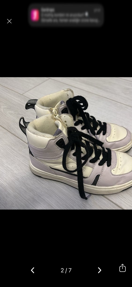 Kız Çocuk Gri Mor Bağcıklı Spor Ayakkabı - Görsel 2