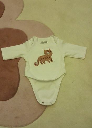 Uzun Kollu Kahverengi Leopar Desenli Bebek Body beyaz üzerine - Görsel 2