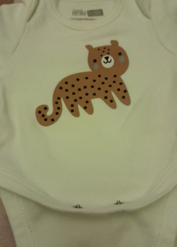 Uzun Kollu Kahverengi Leopar Desenli Bebek Body beyaz üzerine - Görsel 3