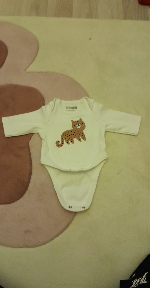 Uzun Kollu Kahverengi Leopar Desenli Bebek Body beyaz üzerine - Görsel 2