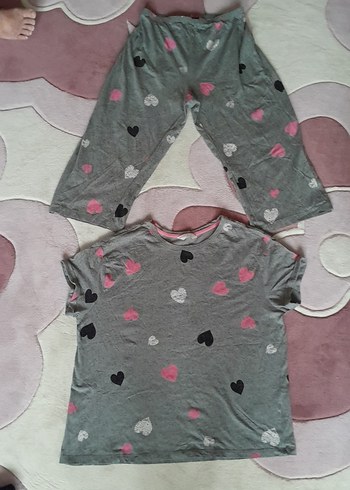 Marc@Spencer Gri Kalp Desenli Kadın Pijama Takımı - Görsel 2