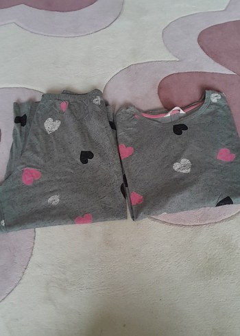 Marc@Spencer Gri Kalp Desenli Kadın Pijama Takımı - Görsel 6