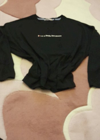 Kadın Siyah Baskılı Pamuklu Sweatshirt Markspencer - Görsel 5