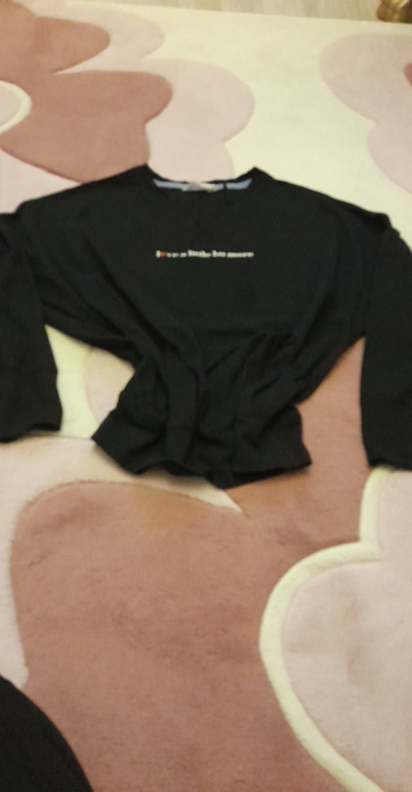 Kadın Siyah Baskılı Pamuklu Sweatshirt Markspencer - Görsel 5