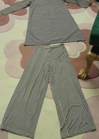 Kadın Siyah Beyaz Ekose Uzun Tunik ve Altı - Görsel 2