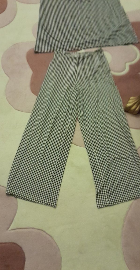 Kadın Siyah Beyaz Ekose Uzun Tunik ve Altı - Görsel 4