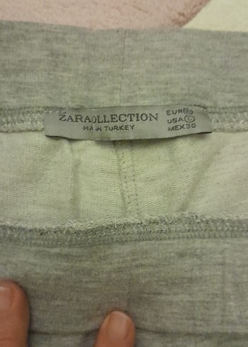 Zara Gri Onden 2 cep arkada 1 cep Kadın Midi Eşofman - Görsel 3