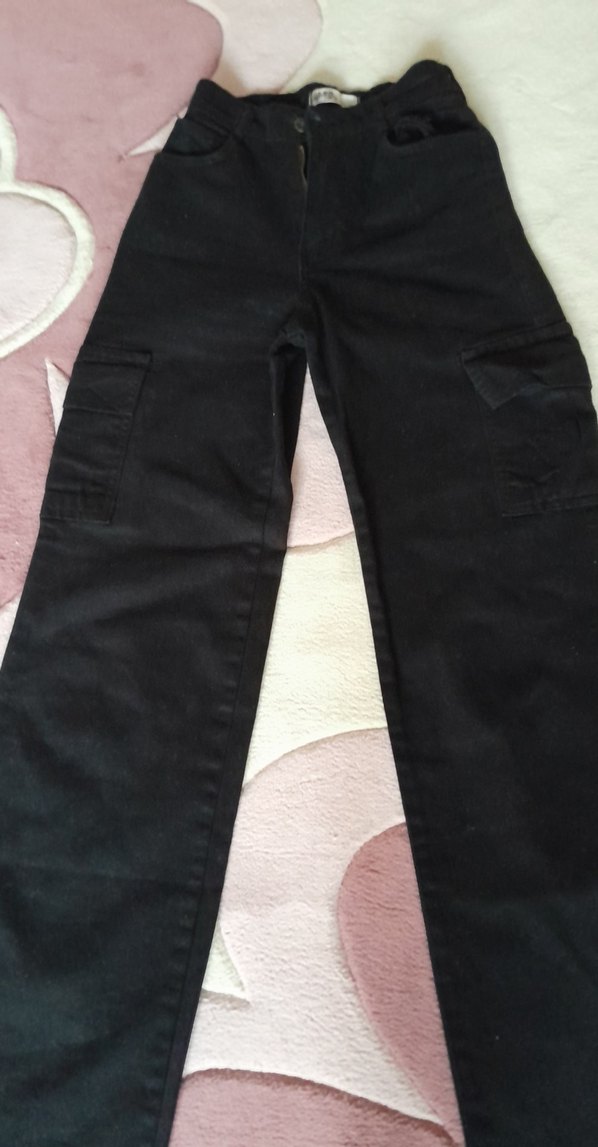 Siyah Kadın kargo tarzı  Kot Pantolon yeni giyilmedi küçük geldi - Görsel 2