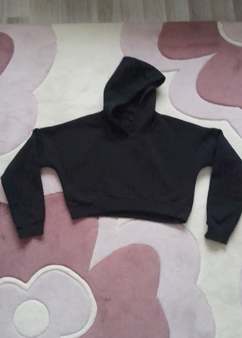 Siyah Kapüşonlu Kadın Sweatshirt - Görsel 2