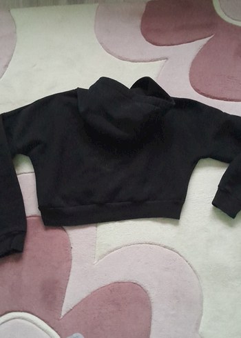 Siyah Kapüşonlu Kadın Sweatshirt - Görsel 3