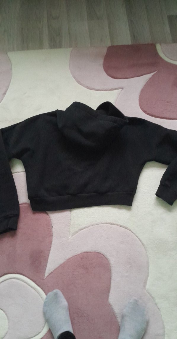 Siyah Kapüşonlu Kadın Sweatshirt - Görsel 3