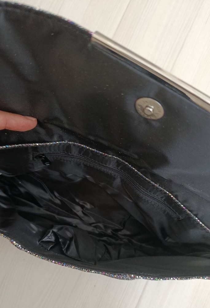 Parlak Simli  Kadın Portföy Çanta - Görsel 4