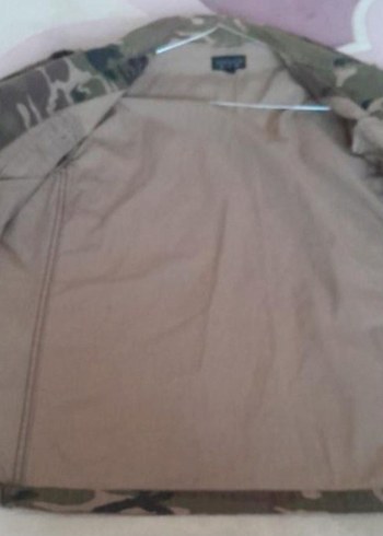 Gri Kamuflaj Düğmeli Midi Kadın Ceket - Görsel 7