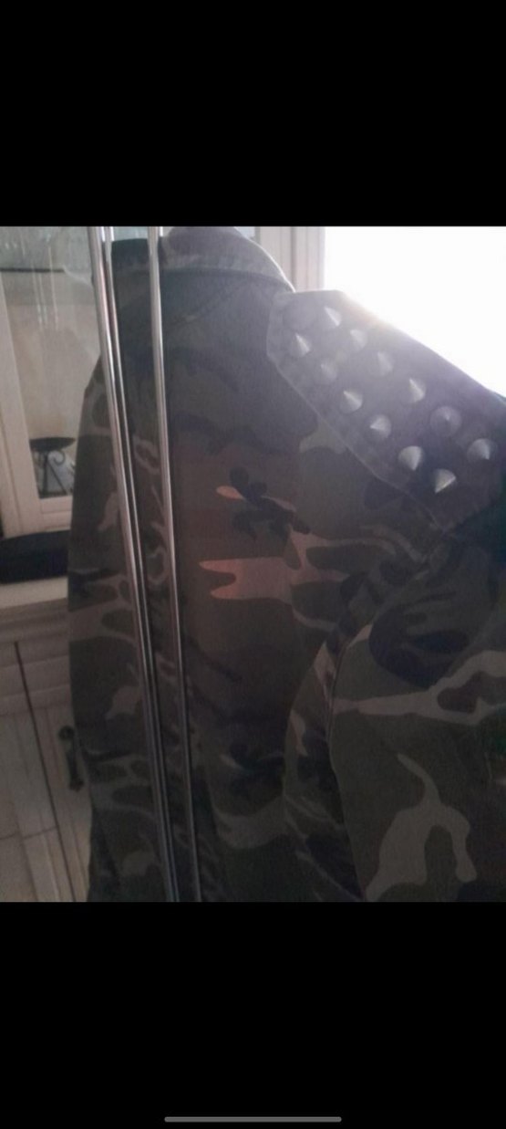 Gri Kamuflaj Düğmeli Midi Kadın Ceket - Görsel 5