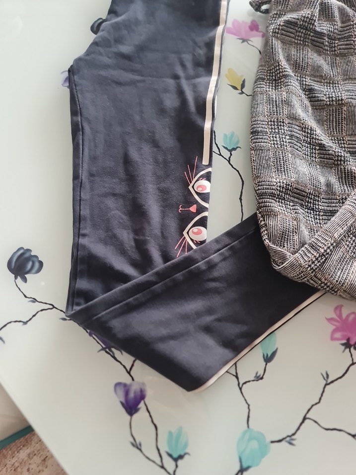 Gri Elastik Bel Rahat Kız Taytı - Görsel 2