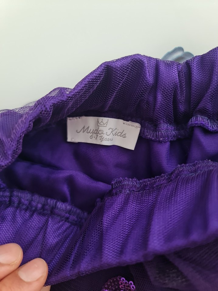 Kız Çocuk Mor Gotik Fırfırlı Etek - Görsel 5