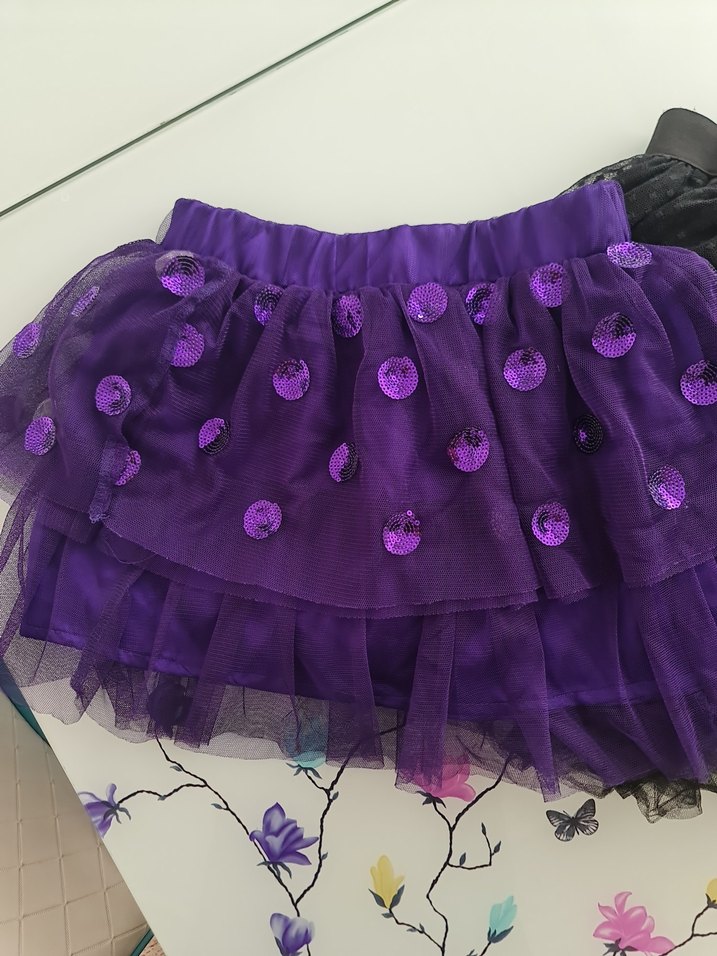 Kız Çocuk Mor Gotik Fırfırlı Etek - Görsel 3