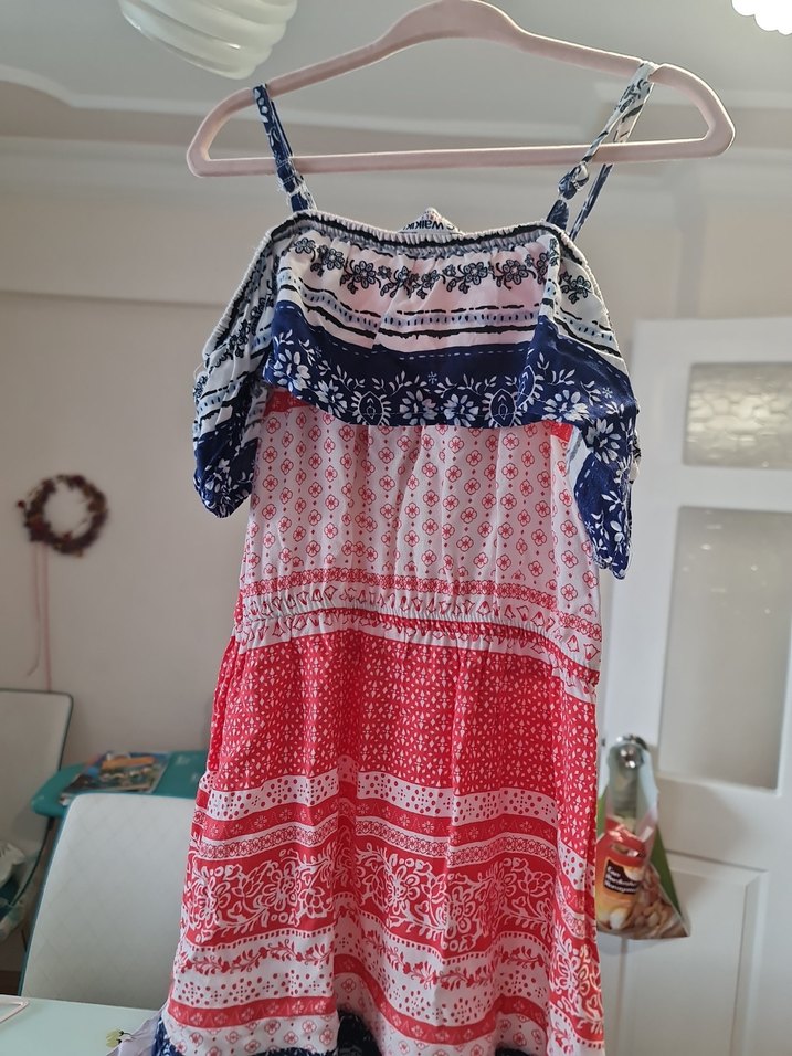 Çok Renkli Bohem Kız Elbisesi - Görsel 5