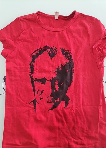 Kız Çocuk Koyu Kırmızı Atatürk Tişört - Görsel 2