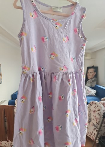 Kolsuz Mor Çiçekli Kız Elbisesi - Görsel 6