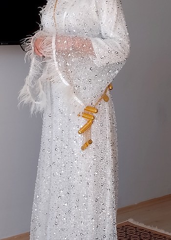 Püsküllü Beyaz Uzun Bohem Elbise - Görsel 3