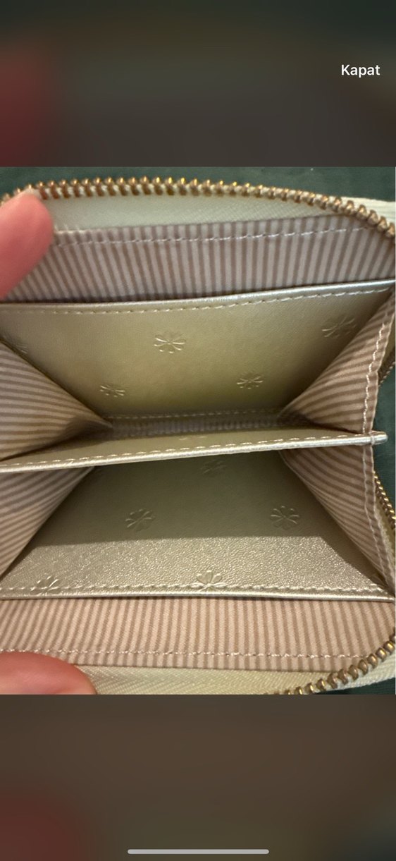 Bej Parlak Deri Kadın Cüzdanı Fermuarlı - Görsel 2