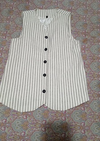 Düğmeli Bohem V Yaka Kadın Yelek - Görsel 2