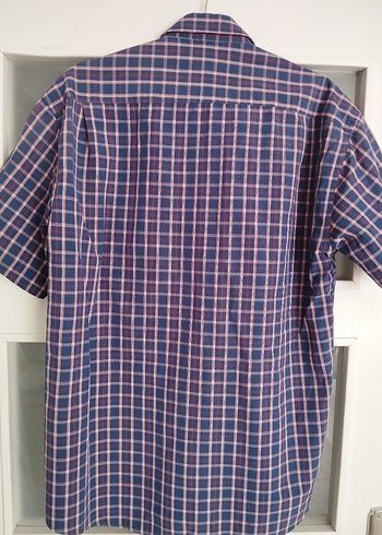 Bordo Gri Kareli Erkek Kısa Kollu Gömlek - Görsel 2