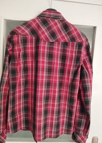 Bordo Ekose Uzun Kollu Kadın Gömlek - Görsel 2