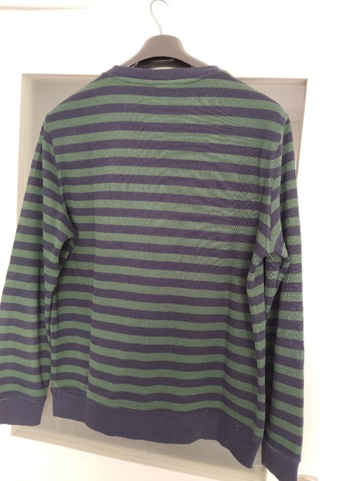 Erkek yeşil, Çizgili V Yaka Triko Kazak - Görsel 2