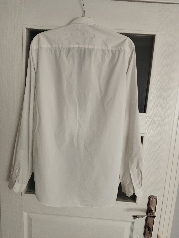 Düğmeli Beyaz Erkek Keten Gömlek - Görsel 2