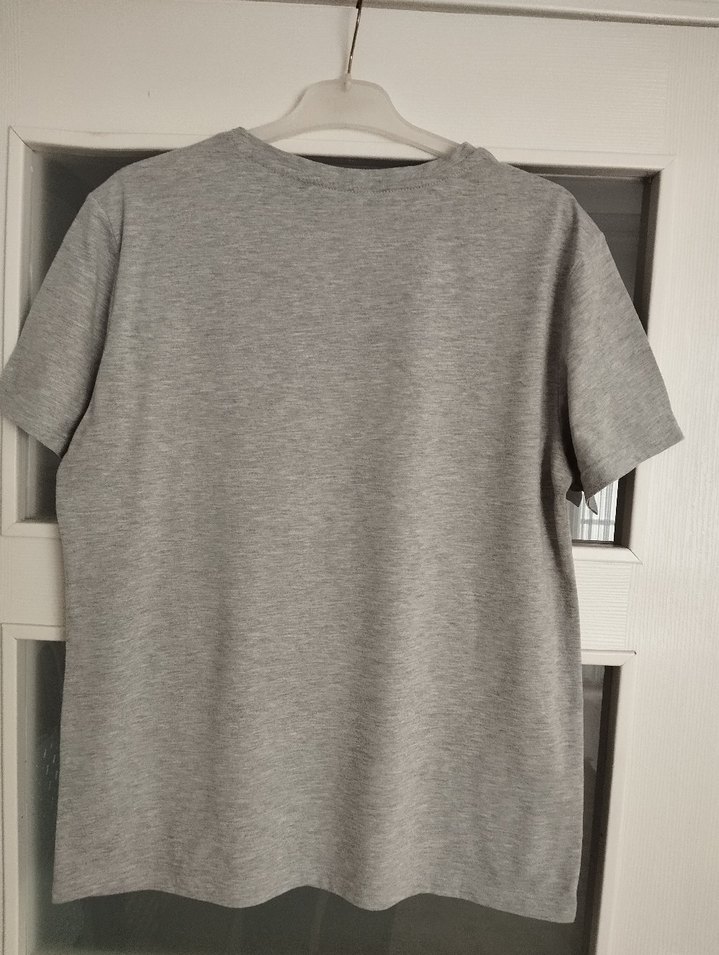 Gri V Yaka Kısa Kollu Erkek Tişört - Görsel 2